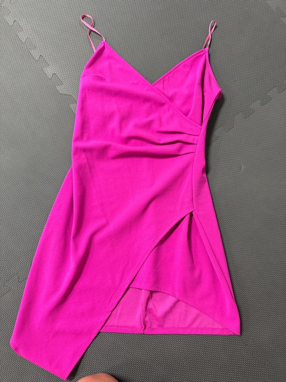 Honey and Rosie Hot Pink Wrap-Front Mini Dress